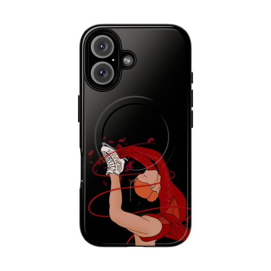 Magnetic tough phone case featuring figure skater Alexandra Trusova and her signature quad jumps.