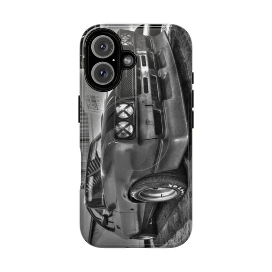 Black and white HDR photography of a Ford Capri on a magnetic tough phone case