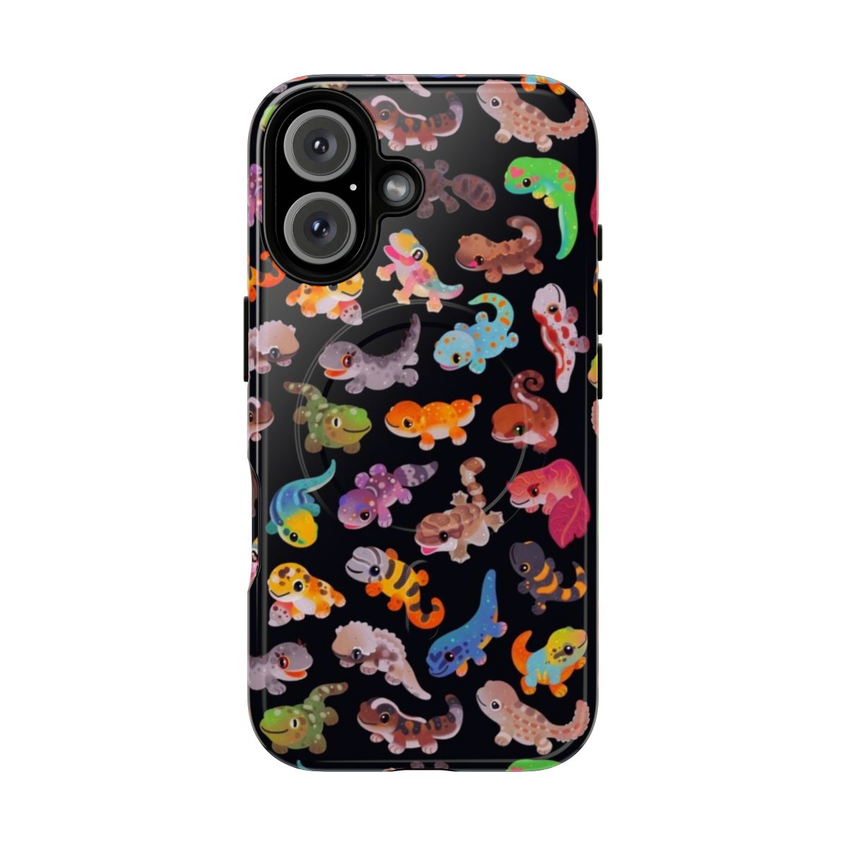 Gecko-inspired magnetic tough phone case with dark design