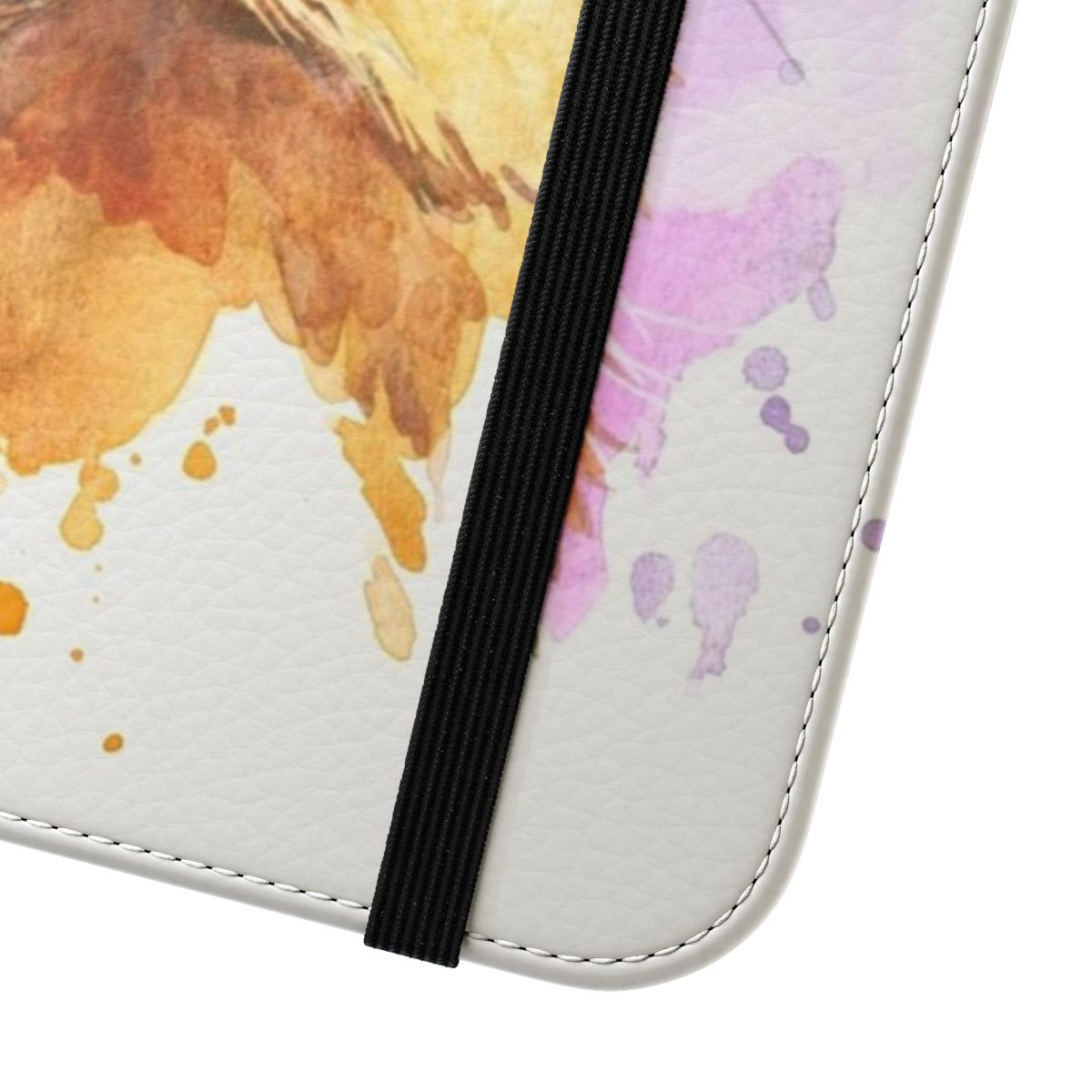 Watercolor illustration of a fox mother and cub on a phone case - Close Up