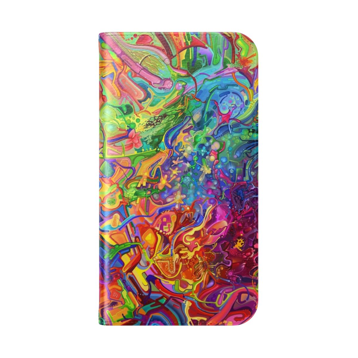 Vibrant and colorful digital art and abstract painting design on a flip cover phone case - Folded Back