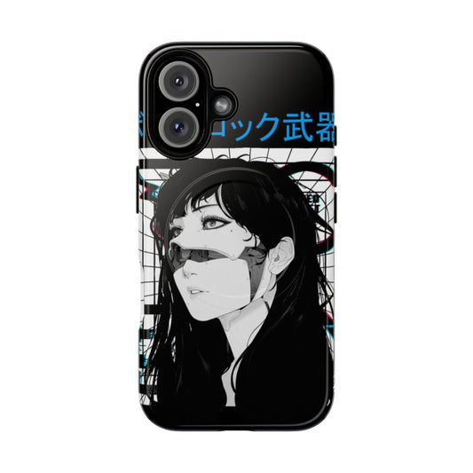 Cyberpunk cyborg girl vaporwave urban style magnetic tough phone case