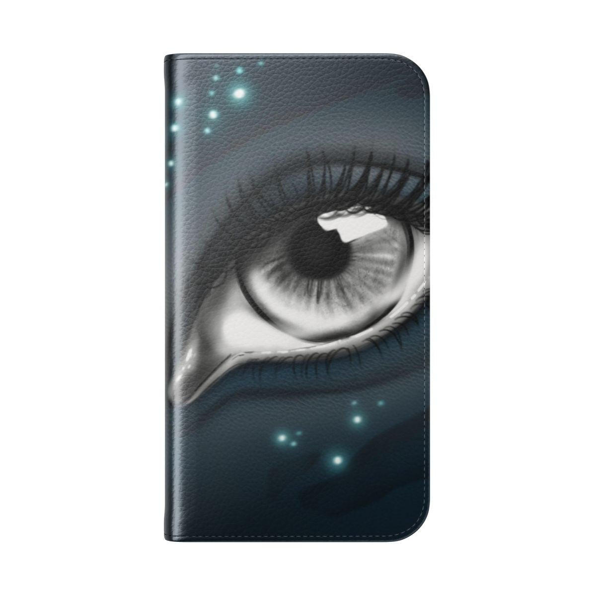 Navi-inspired flip cover phone case with intricate eye design - Folded Back