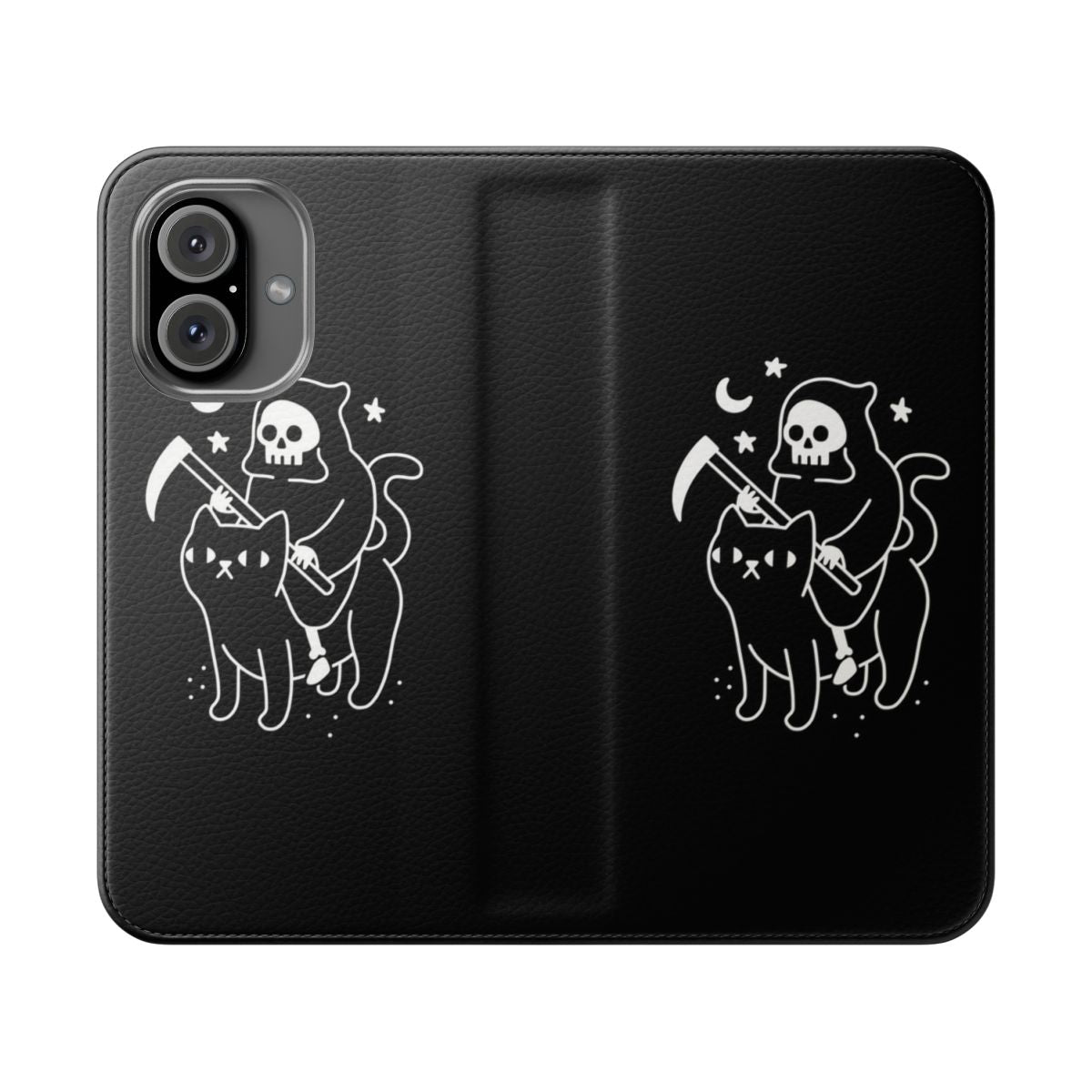 Mysterious black cat phone case with a spooky gothic design