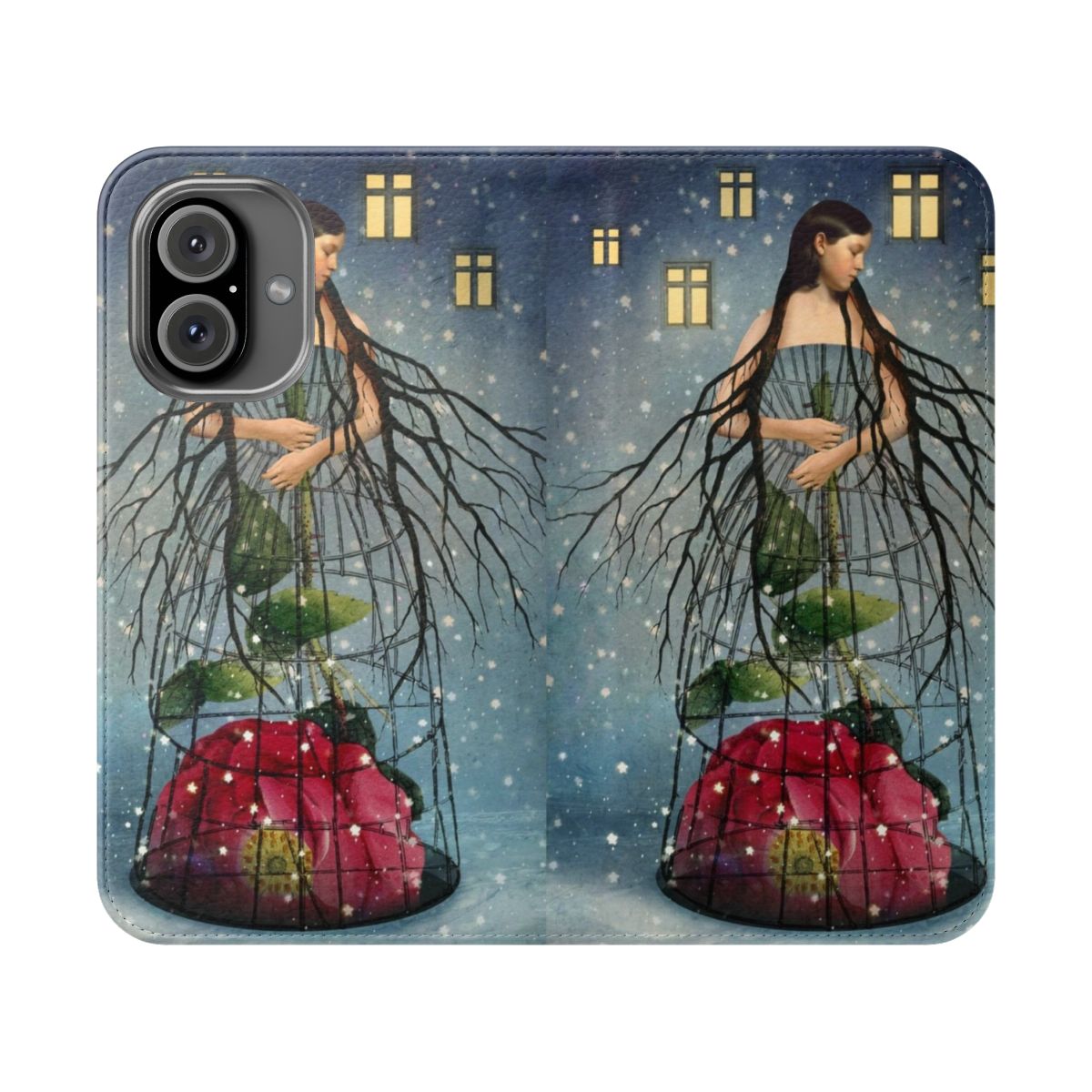 Unique digital collage phone case featuring vintage designs and artwork