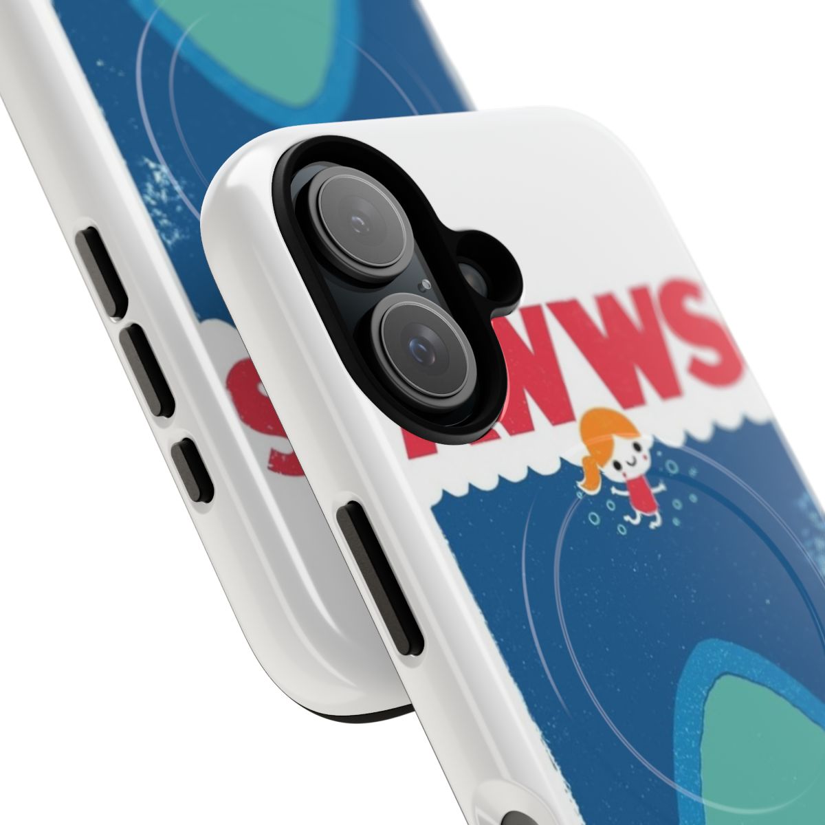 Magnetic tough phone case with a kawaii shark design - Detail