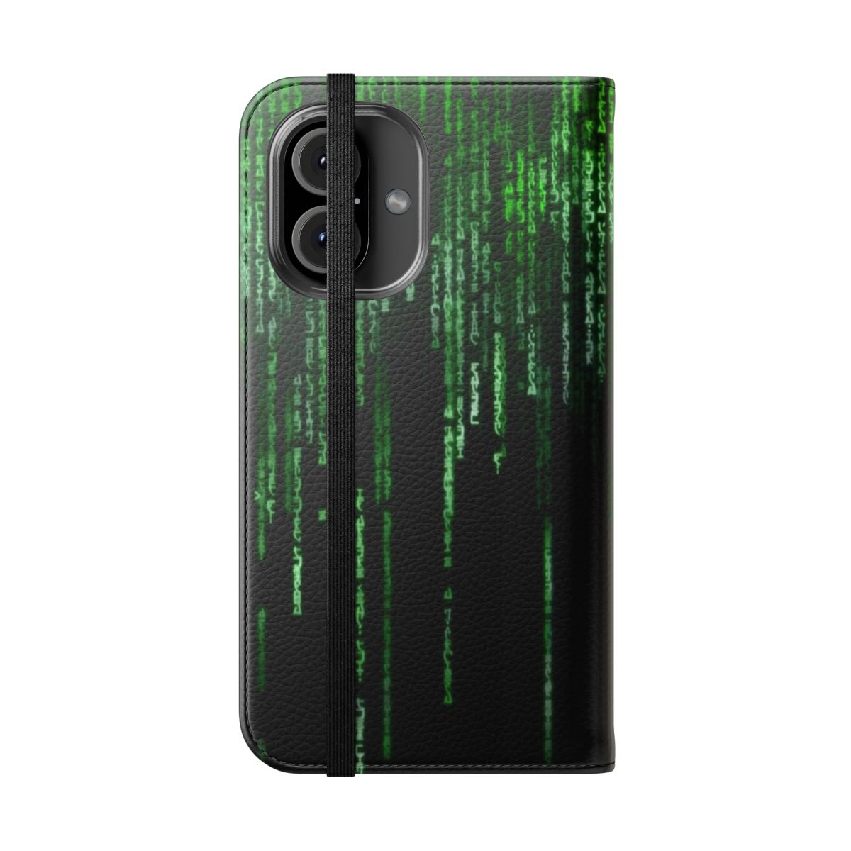 Sleek and stylish Matrix-inspired flip cover phone case - Folded Front