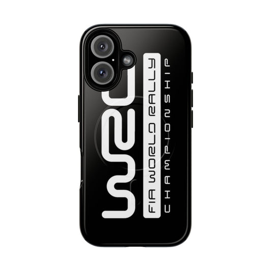 Magnetic phone case with vintage world rally car design