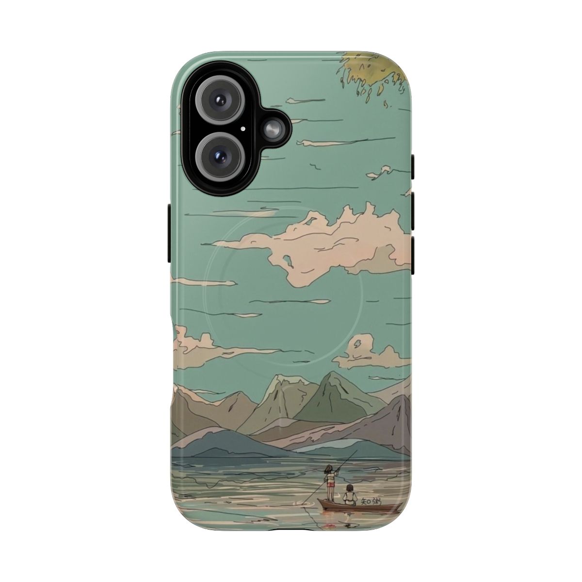 Beautifully designed phone case featuring a serene anime-style landscape