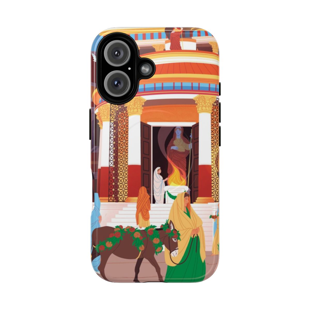 Magnetic phone case featuring ancient Roman mythology and temple designs