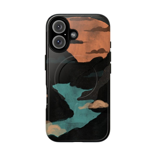 Stunning moonlit mountain gorge landscape on a durable phone case