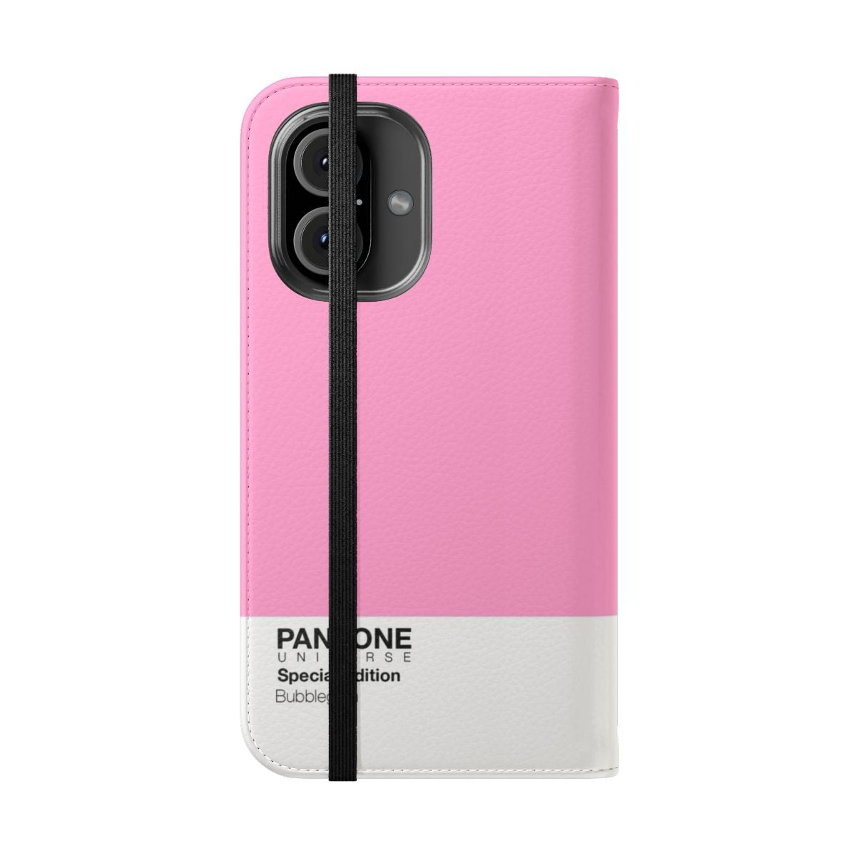 Matte pink and bubblegum-colored flip phone case - Folded Front