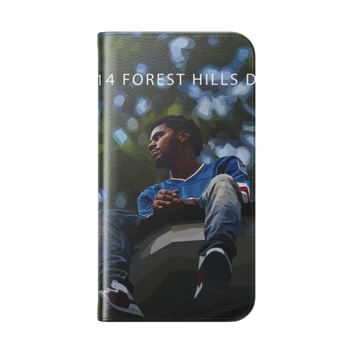 Colorful artistic illustration of J Cole on a phone case - Folded Back