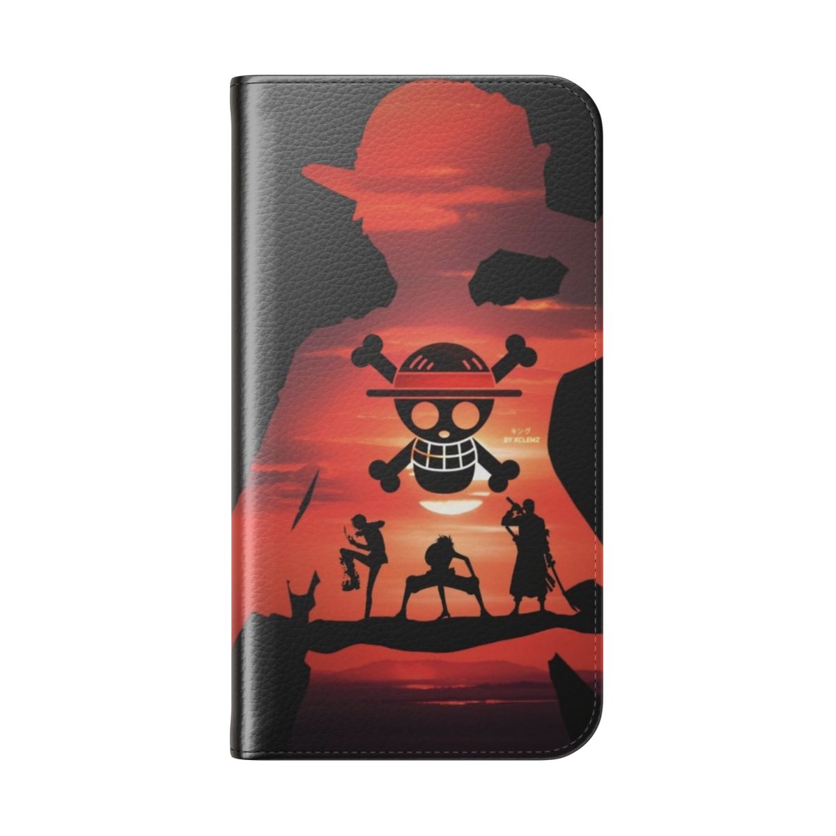 Flip cover phone case with One Piece anime artwork - Folded Back