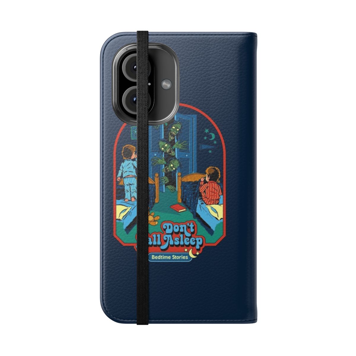 Spooky retro flip cover phone case with a vintage bedtime story design - Folded Front