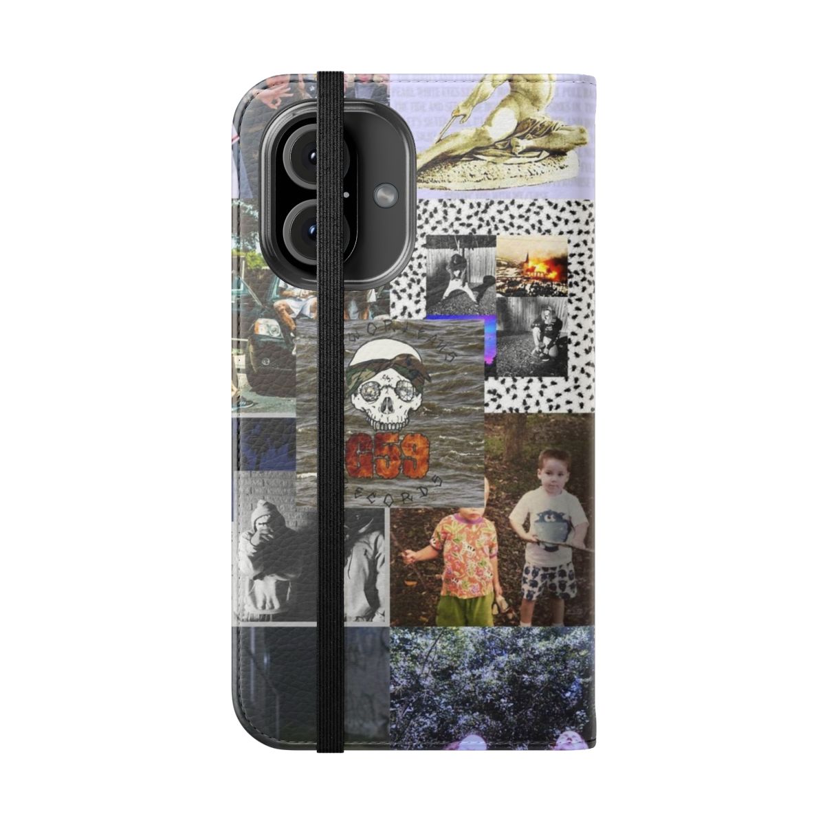 Flip phone case featuring a customizable G59-inspired design - Folded Front