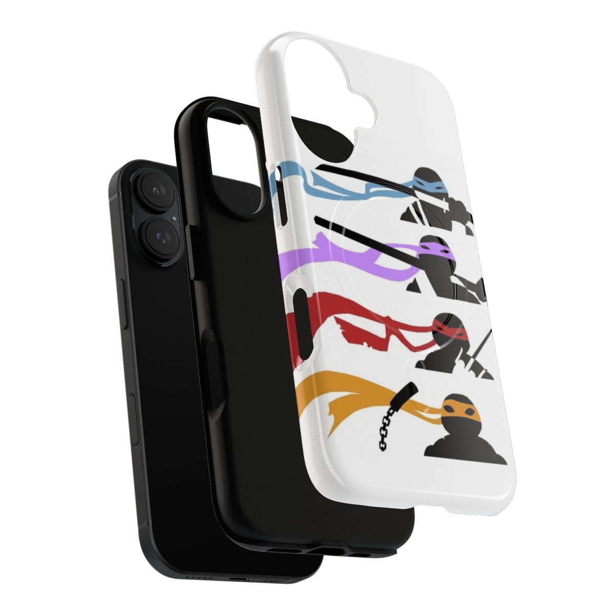 Colorful silhouette phone case featuring the Teenage Mutant Ninja Turtles - Layers