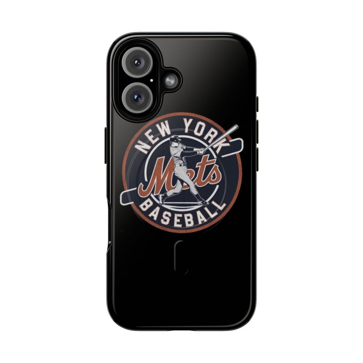 Vintage-style phone case featuring the New York Mets logo and team colors