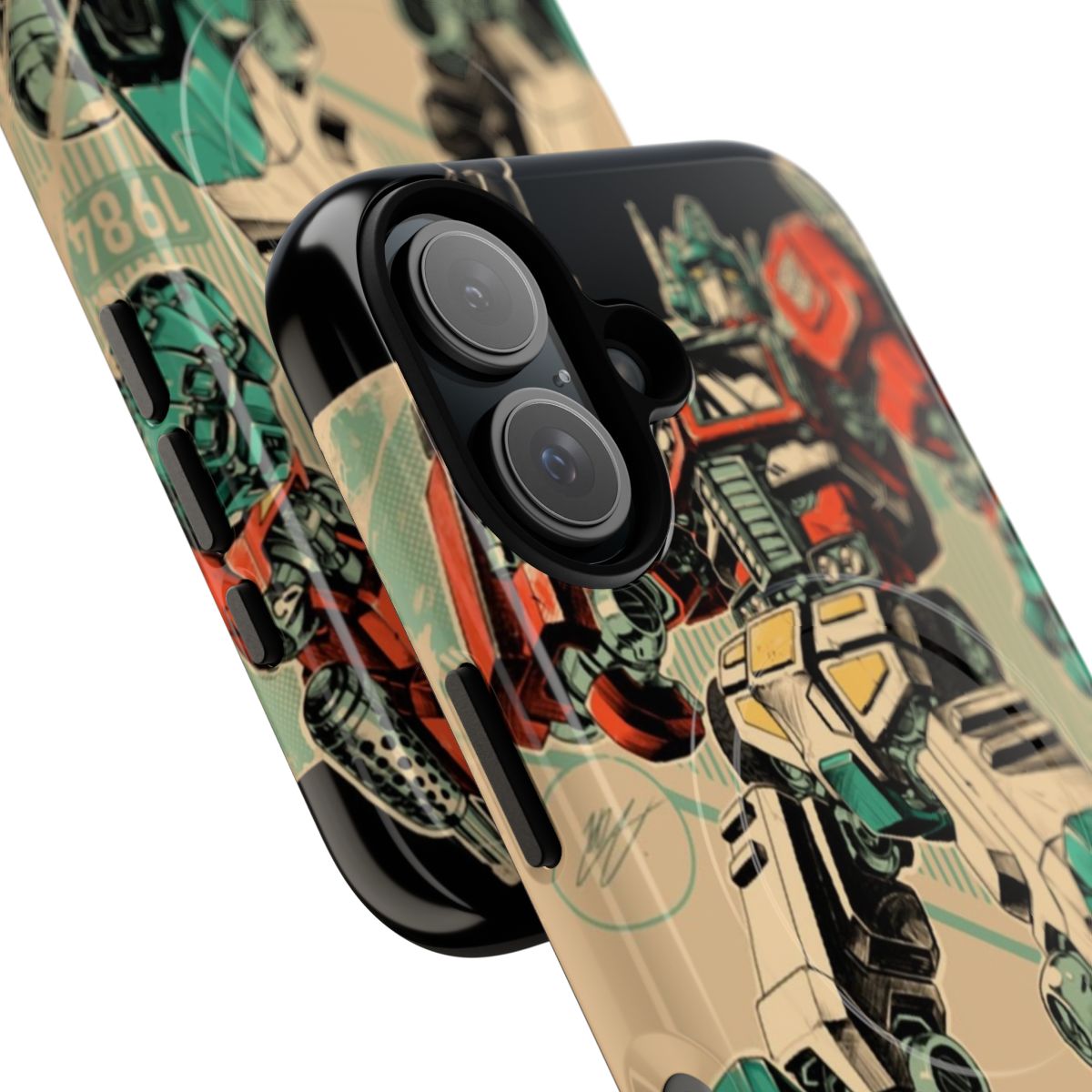 Retro-inspired Transformers Optimus Prime magnetic tough phone case - Detail