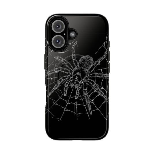 Artistic line drawing design of a tarantula on a tough phone case