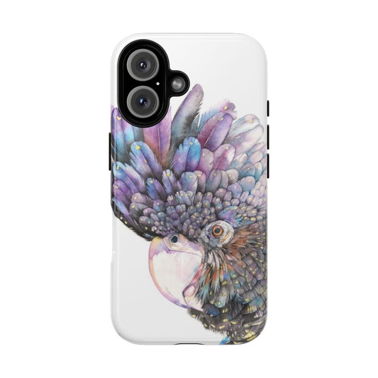 Artistic black cockatoo bird phone case design