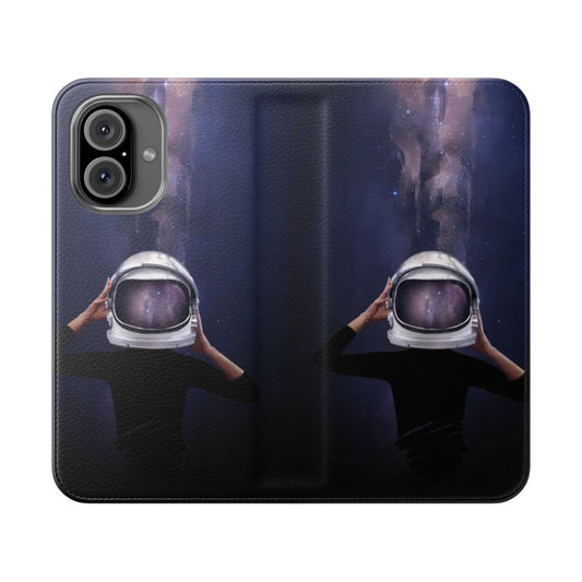 Cosmic astronaut phone case with stars and galaxy design