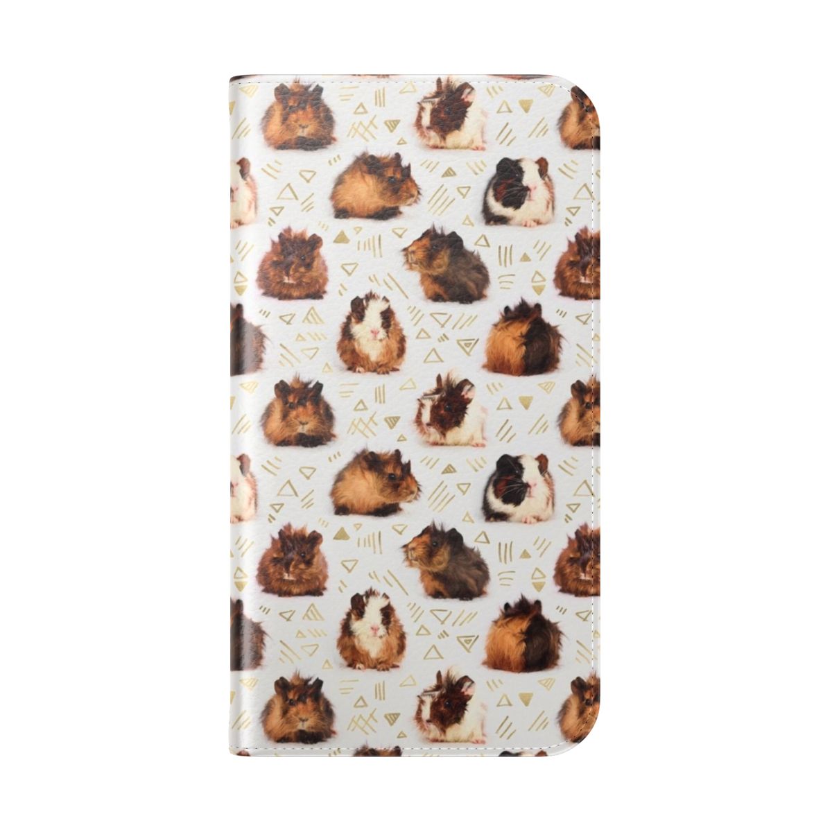 A stylish and protective phone case featuring a cute and colorful guinea pig with a geometric pattern design. - Folded Back