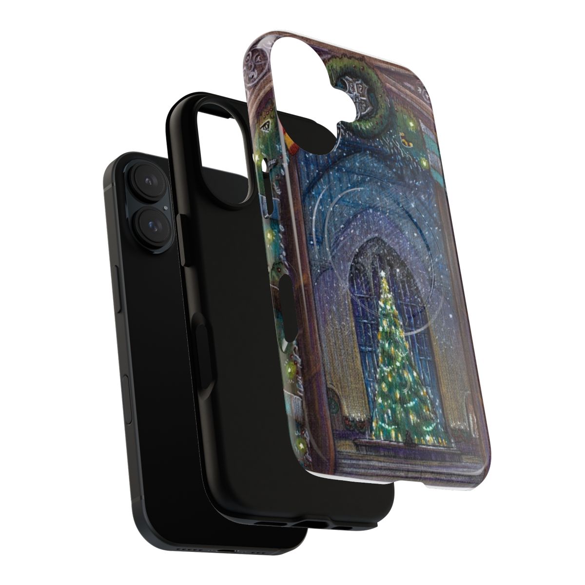 Enchanting Magical Christmas Phone Case with Witchcraft, Wizard, and Fantasy Motifs - Layers