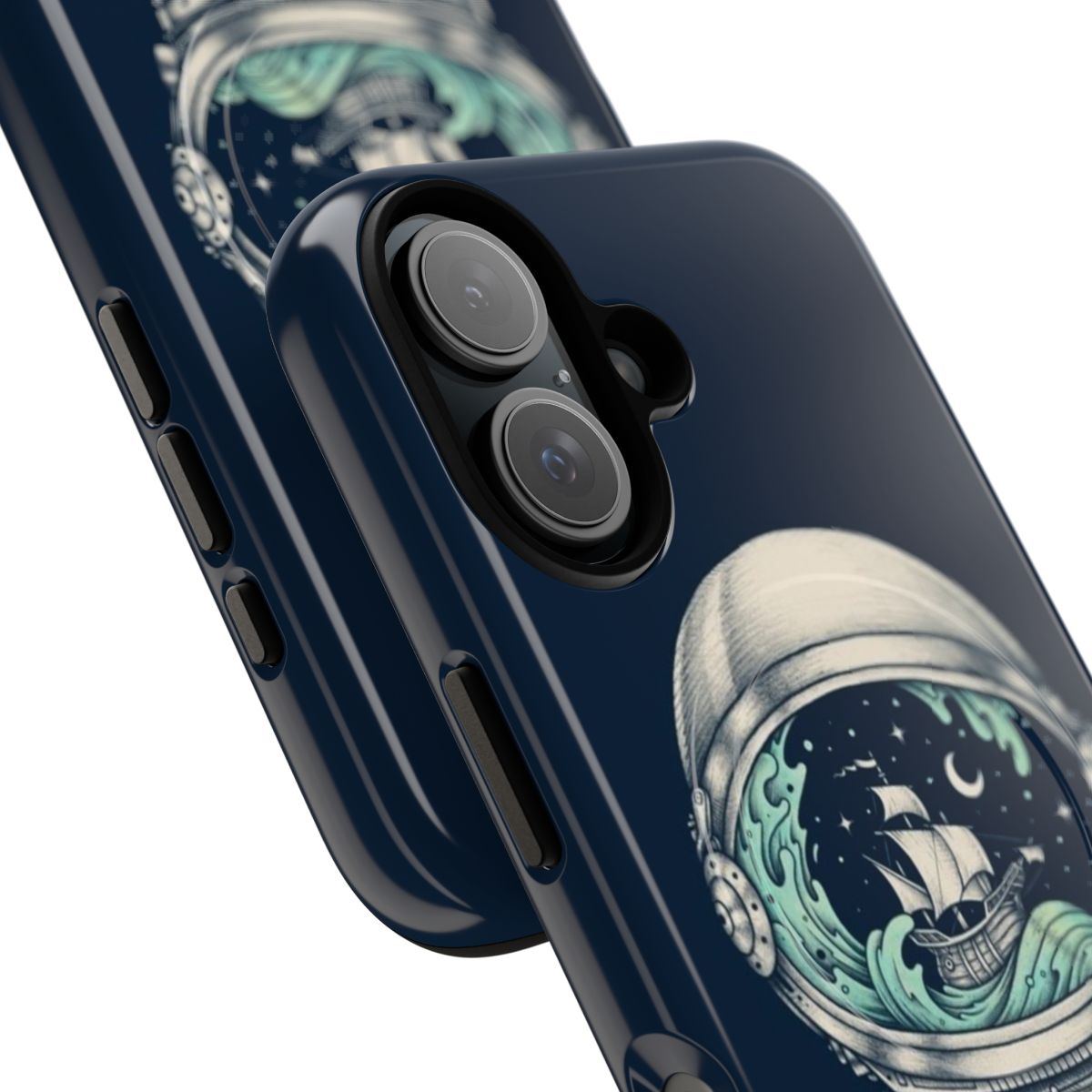 Sleek space-themed phone case with a magnetic closure - Detail