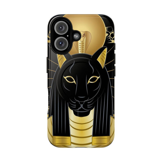 Magnetic tough phone case featuring the Egyptian lioness goddess Sekhmet