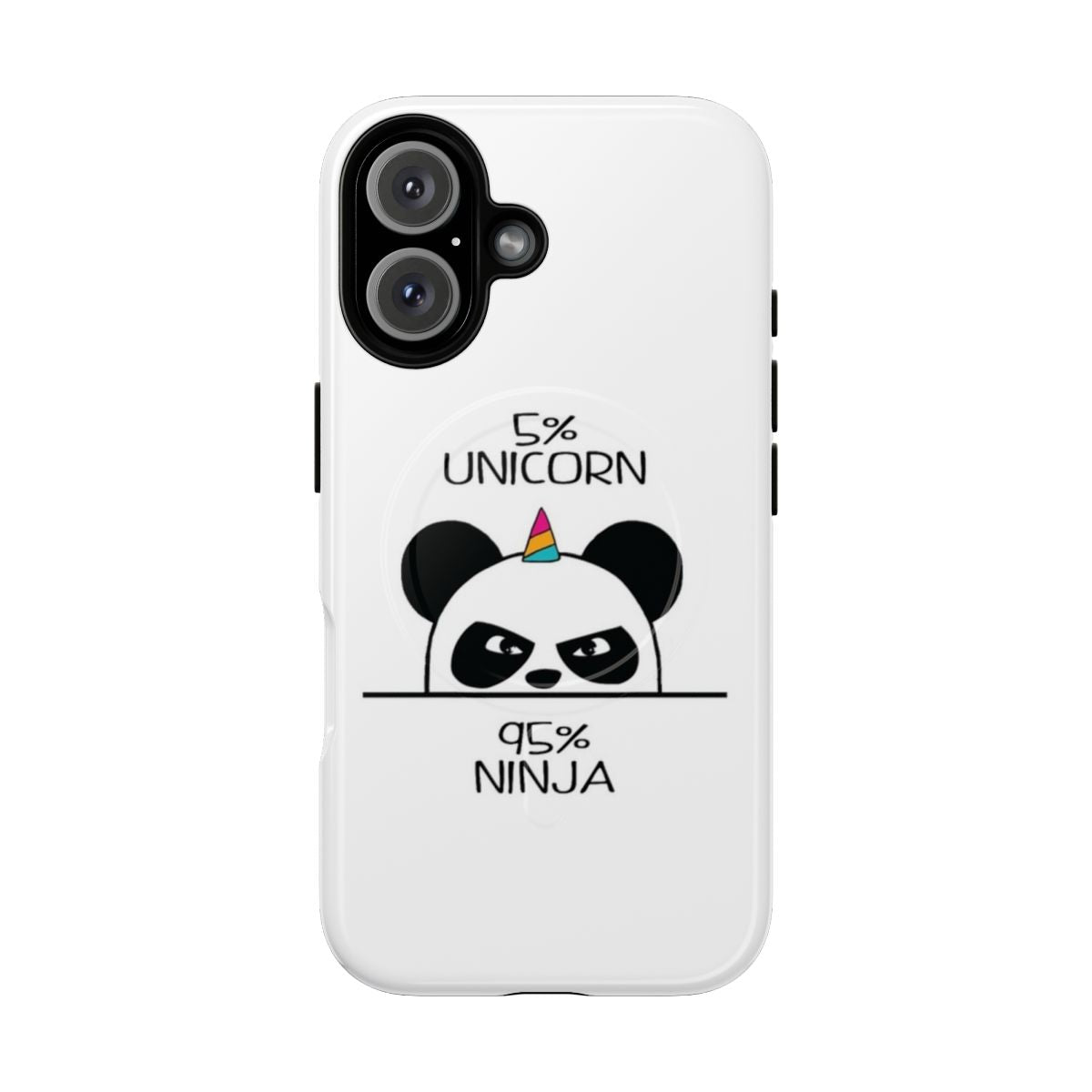 Colorful unicorn, ninja, and panda design on a durable magnetic phone case