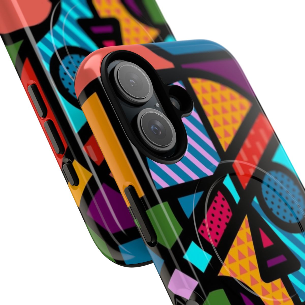 Skull-themed decorative phone case with colorful, modern, and abstract pop art design - Detail