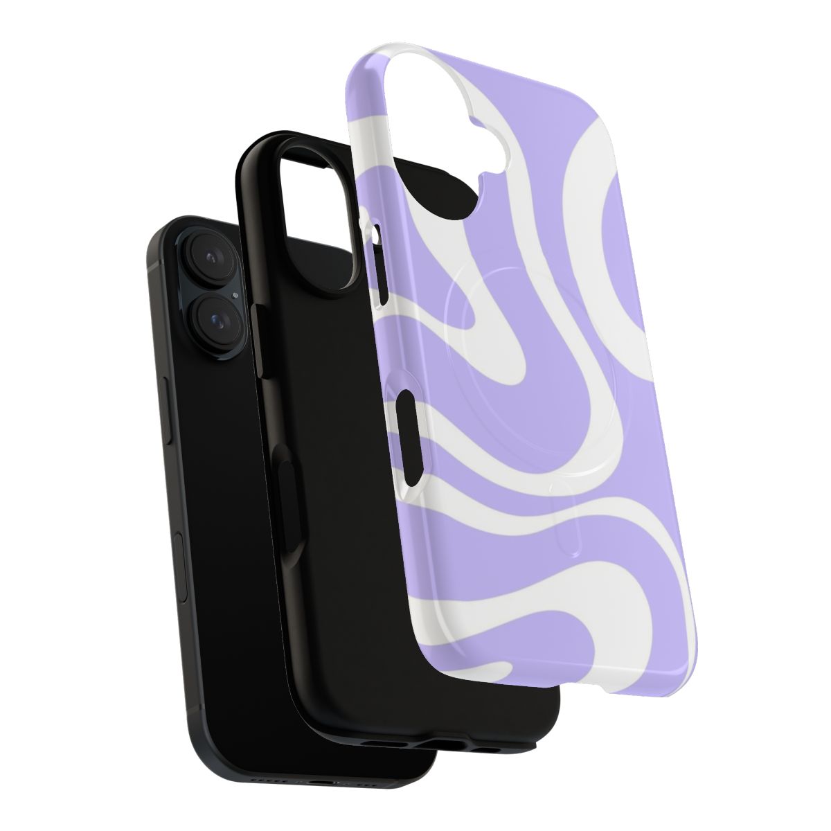 Retro abstract swirl pattern on a light purple and white phone case - Layers