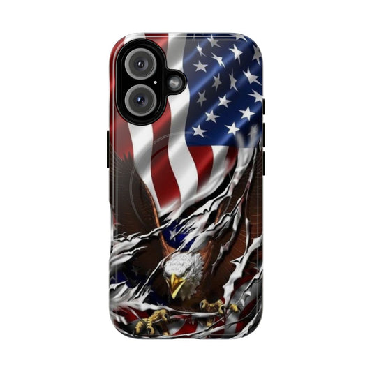 Patriotic phone case featuring an American eagle and USA flag design