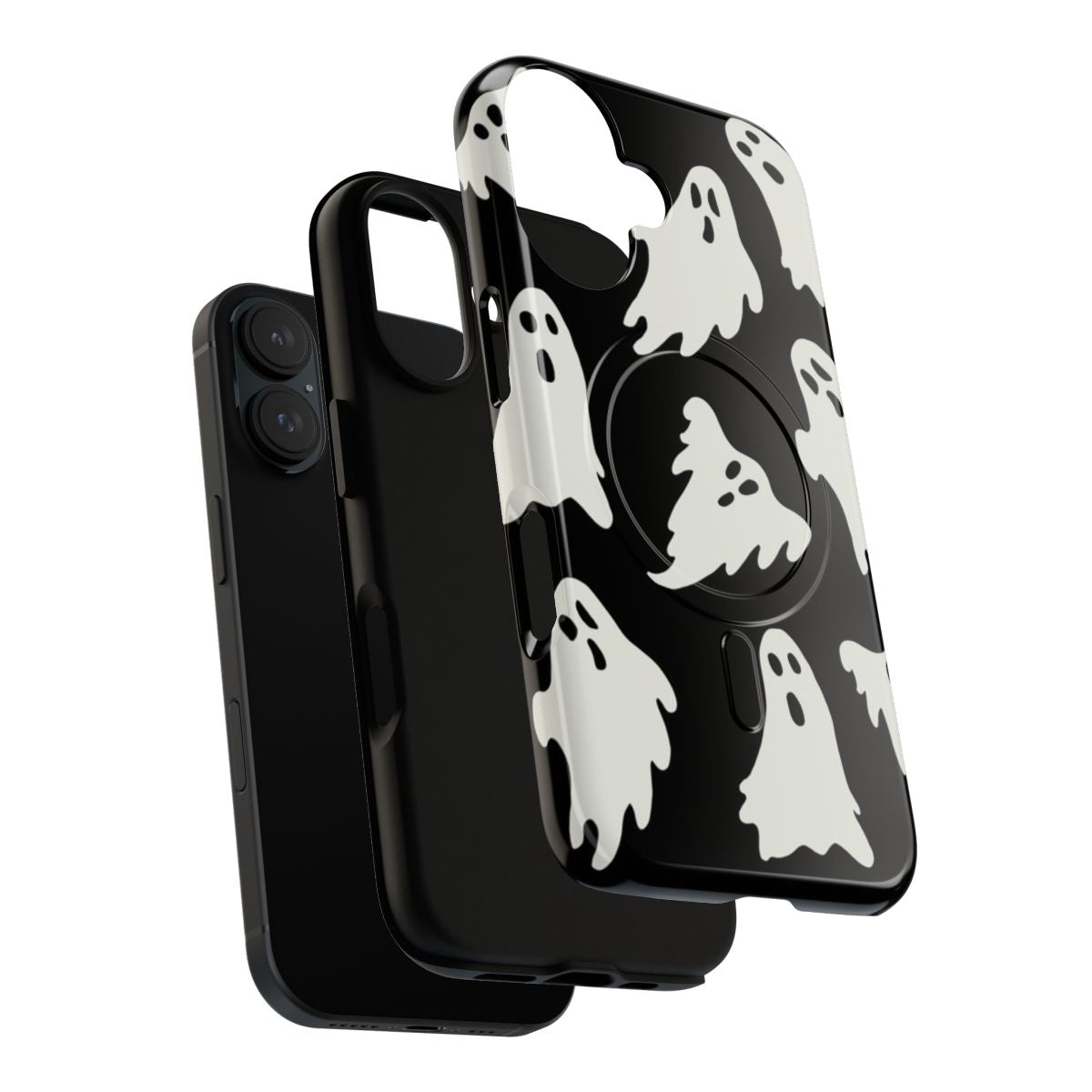 Artistic orange ghost design phone case with a spooky, alternative style - Layers