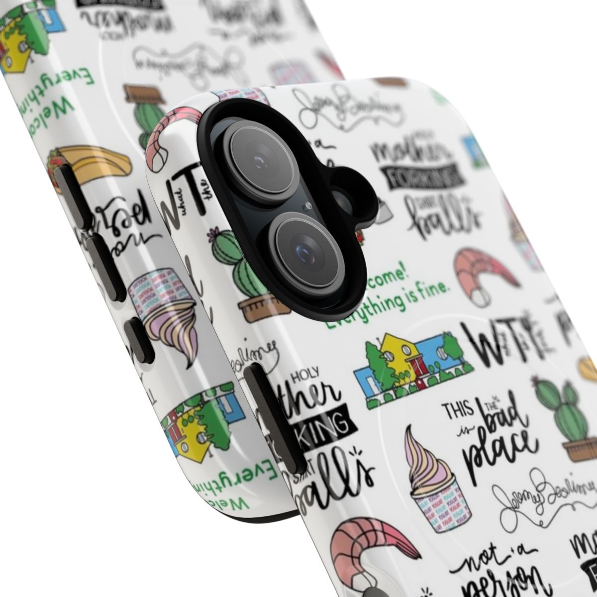 Magnetic tough phone case featuring artwork and designs inspired by the TV show The Good Place - Detail