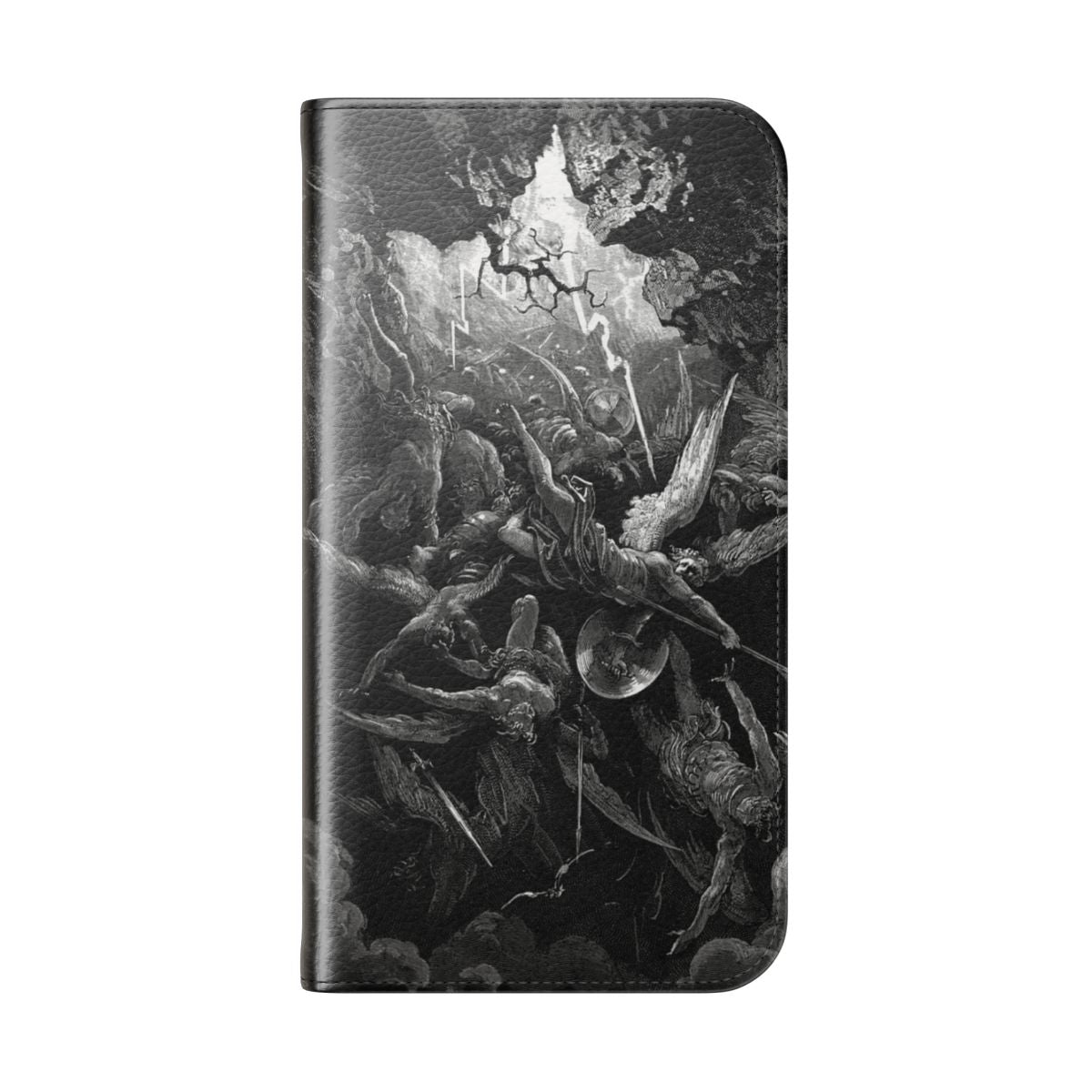 Vintage-style phone case featuring Gustave Doré's illustration from John Milton's Paradise Lost. - Folded Back