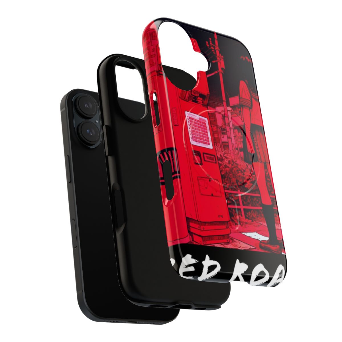 Red phone case with a tough, magnetic design for enhanced protection - Layers