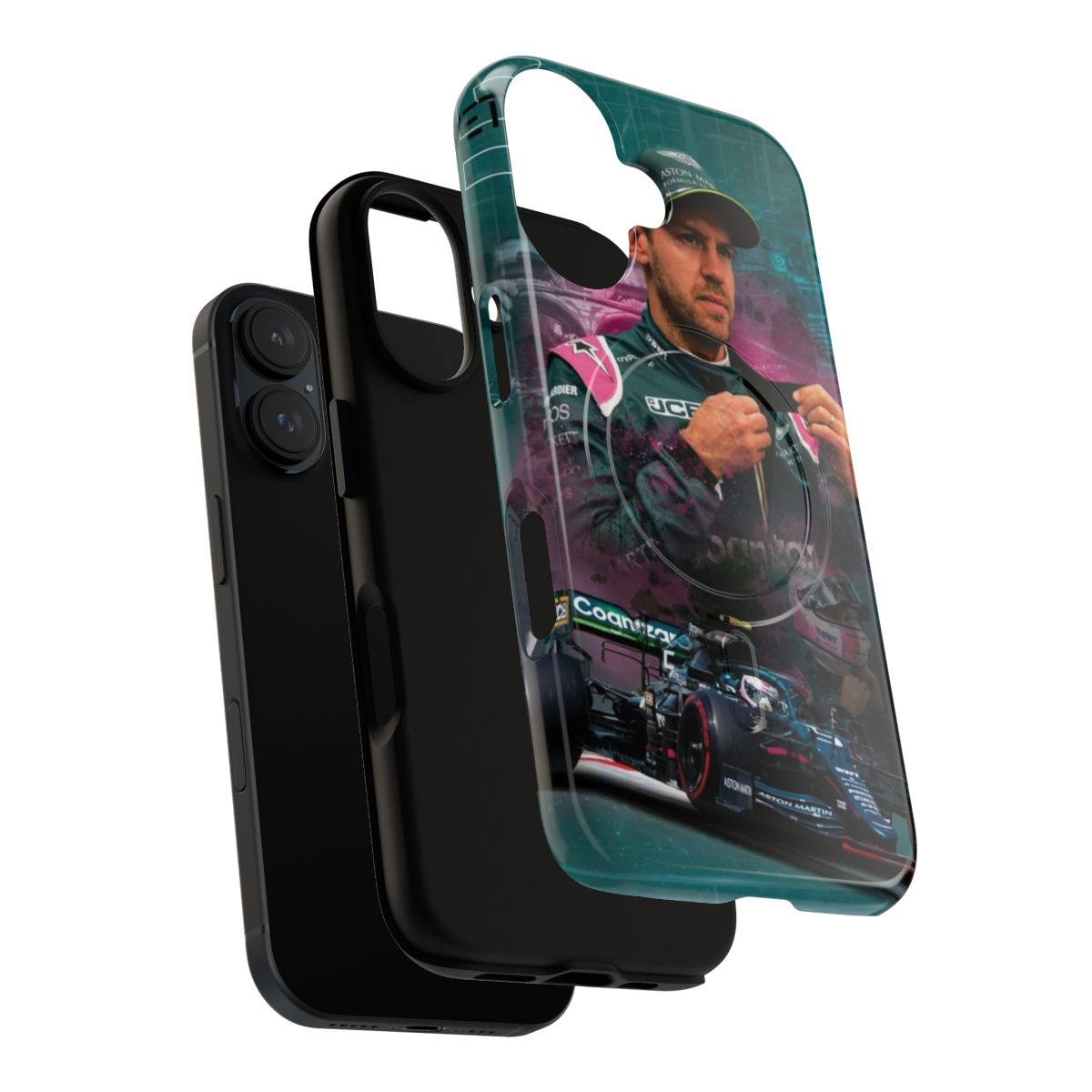 Sleek and durable phone case featuring a Sebastian Vettel-inspired design for Formula 1 fans - Layers