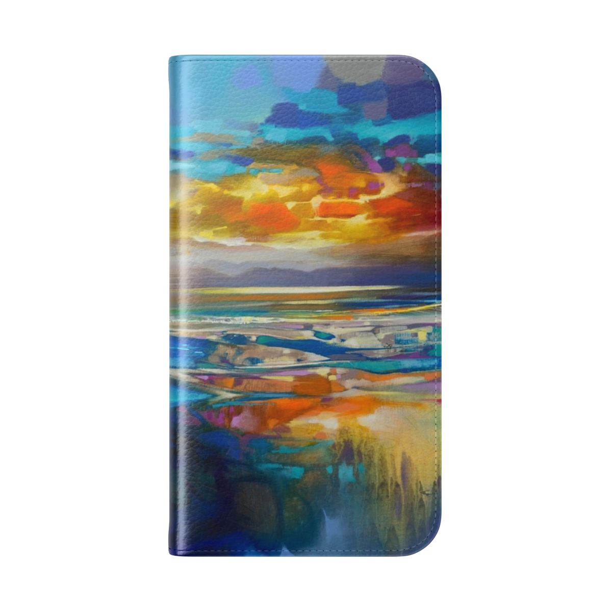 Liquid cyan abstract art inspired flip phone case - Folded Back