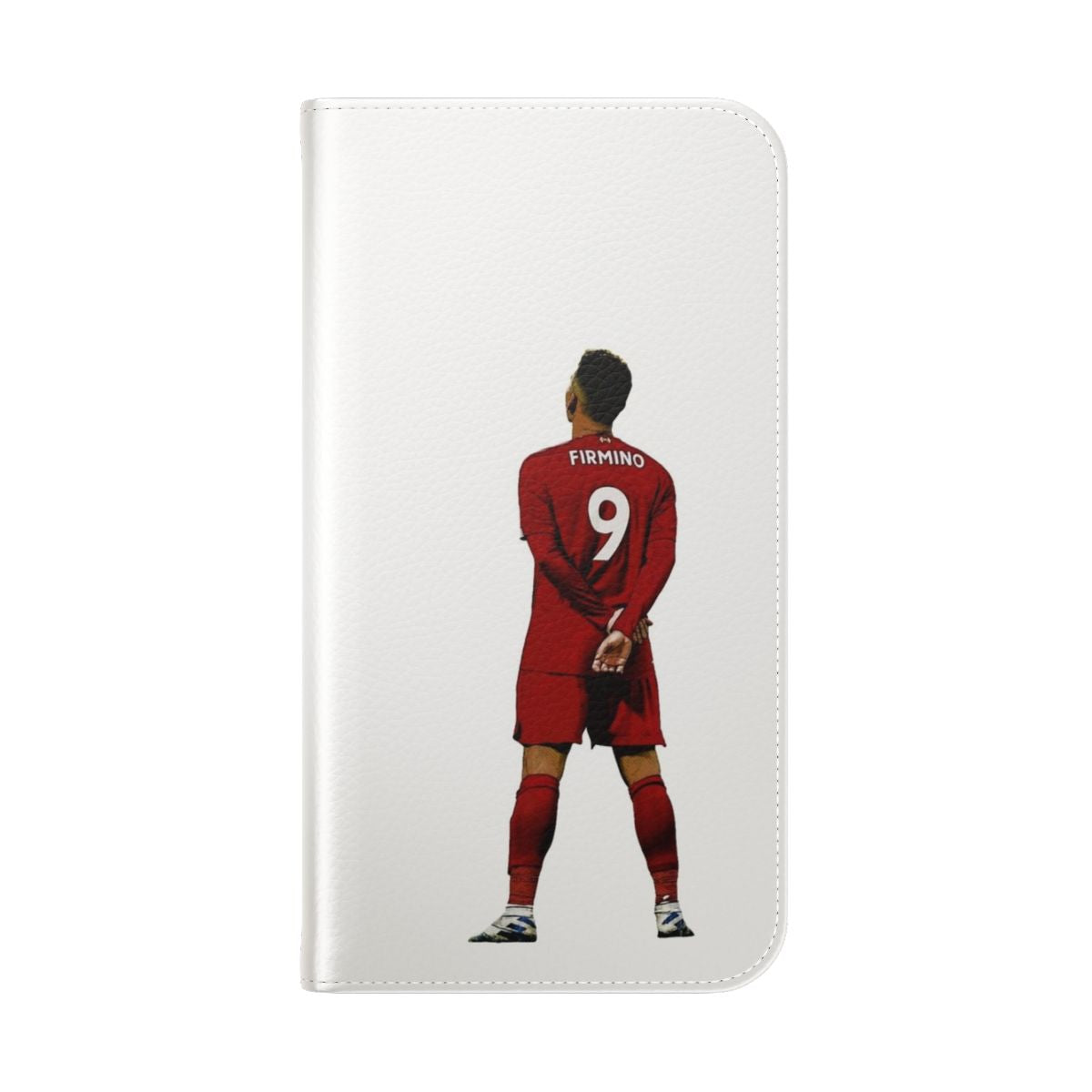 Roberto Firmino celebrating a goal for Liverpool FC, captured on a flip cover phone case - Folded Back