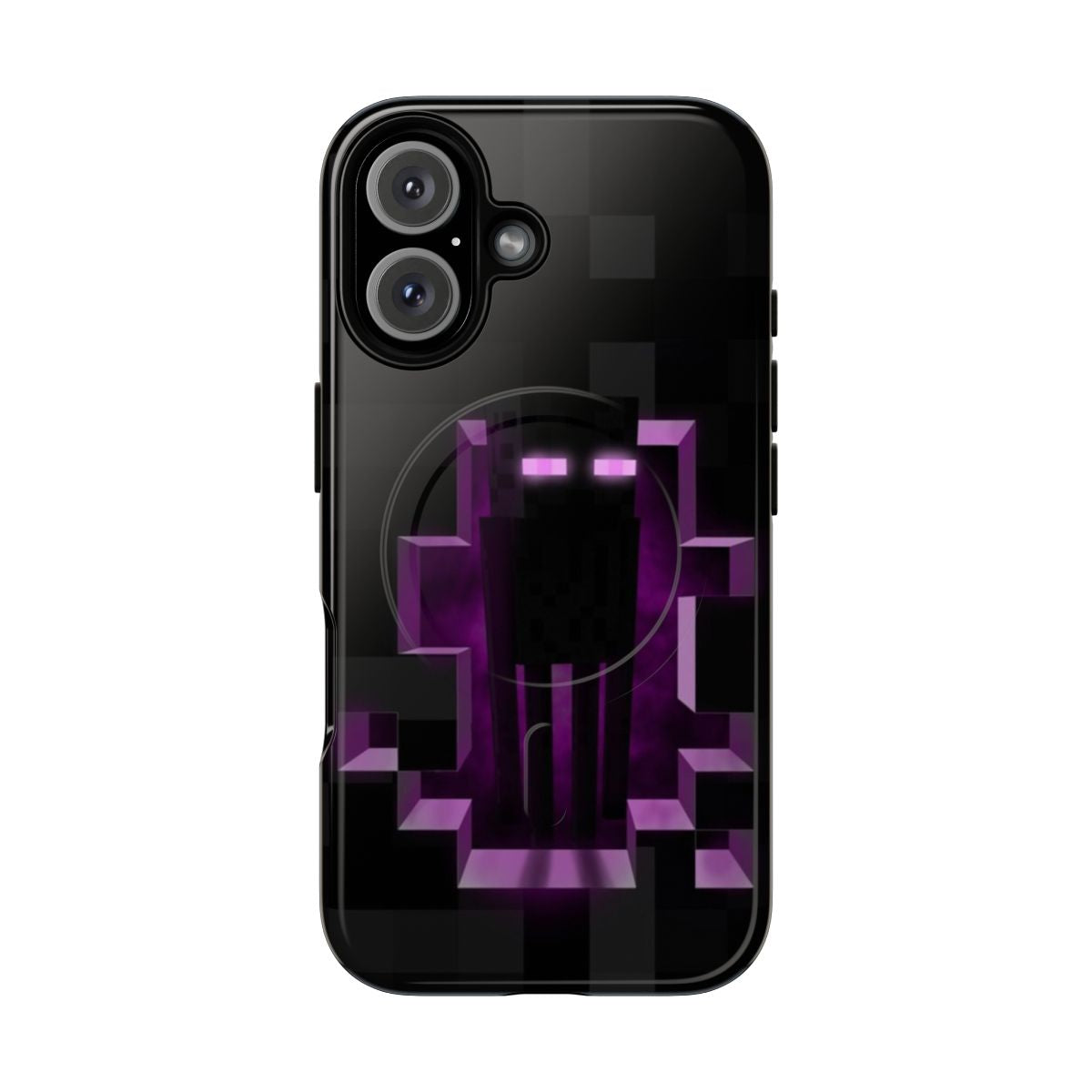 Enderman-themed magnetic tough phone case with 3D design for Minecraft fans