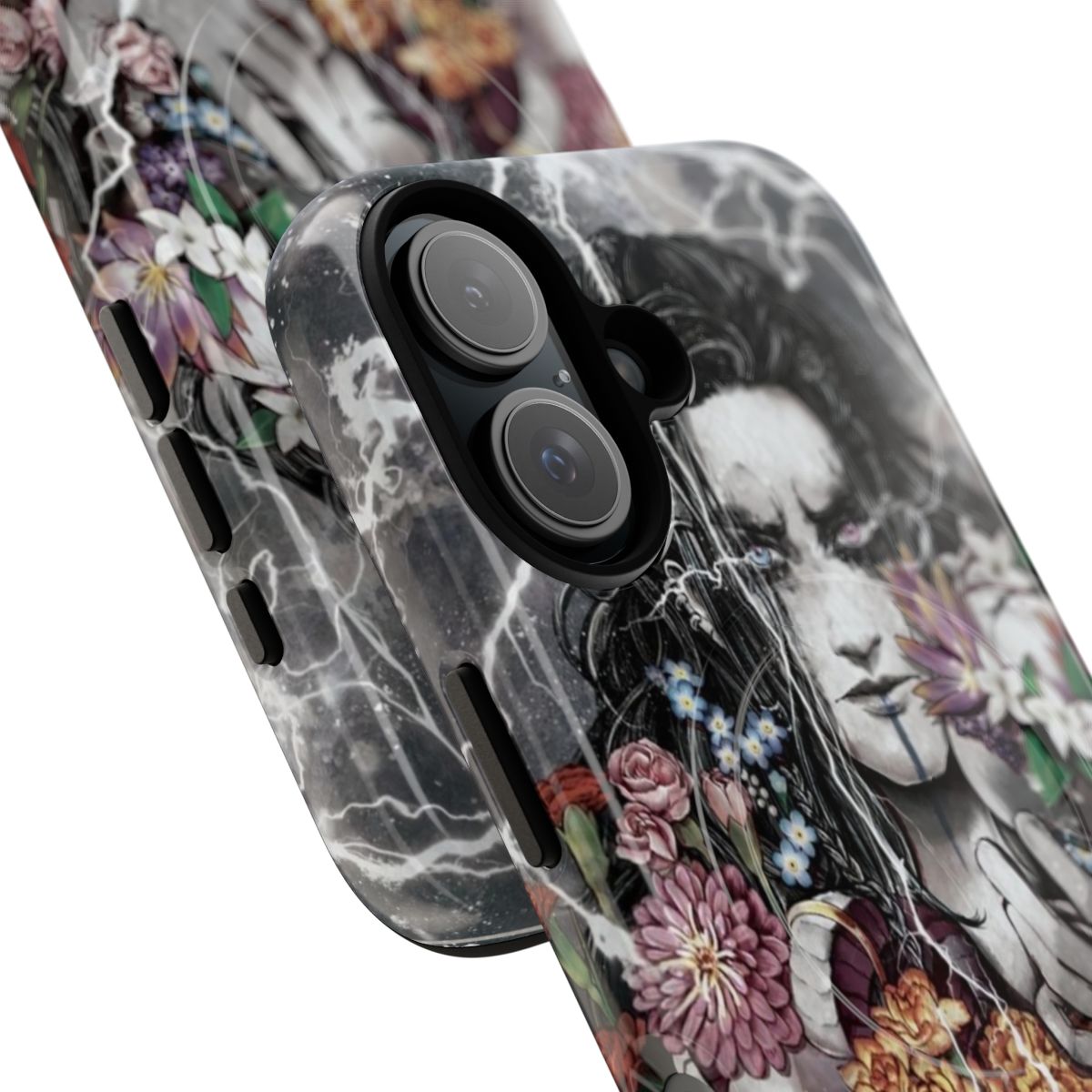 Floral fanart magnetic tough case featuring Yasha's favorite flowers in a watercolor style design. - Detail