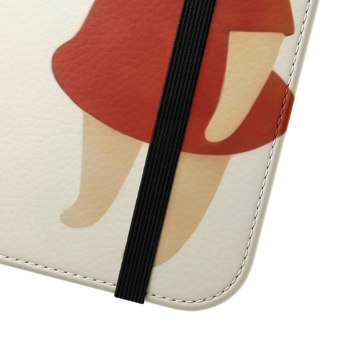 Artistic flip cover phone case with a cute girl in a red dress, inspired by the artwork of Yoshitomo Nara. - Close Up