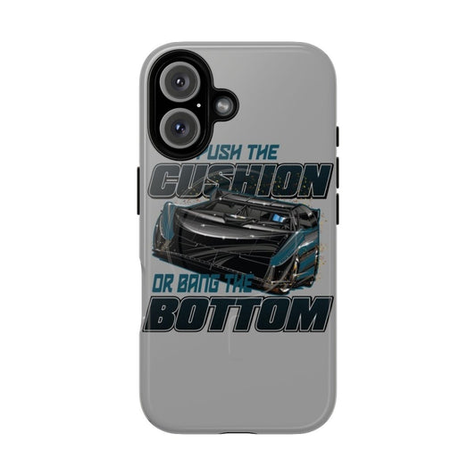 Image of a durable, magnetic phone case with a racing-inspired design.