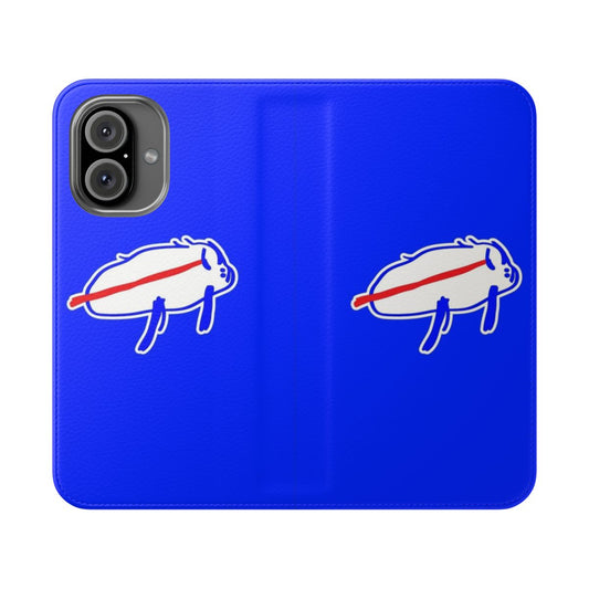 Buffalo Bills-inspired flip cover phone case with Josh Allen design