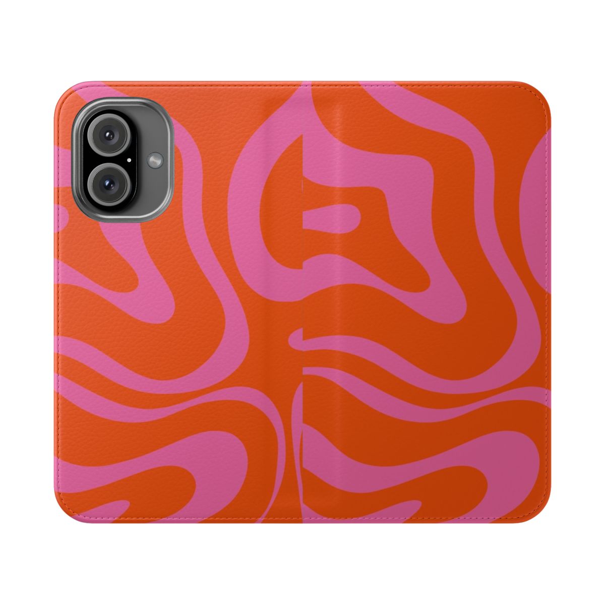 Vibrant and colorful abstract square pattern design on a modern flip cover phone case