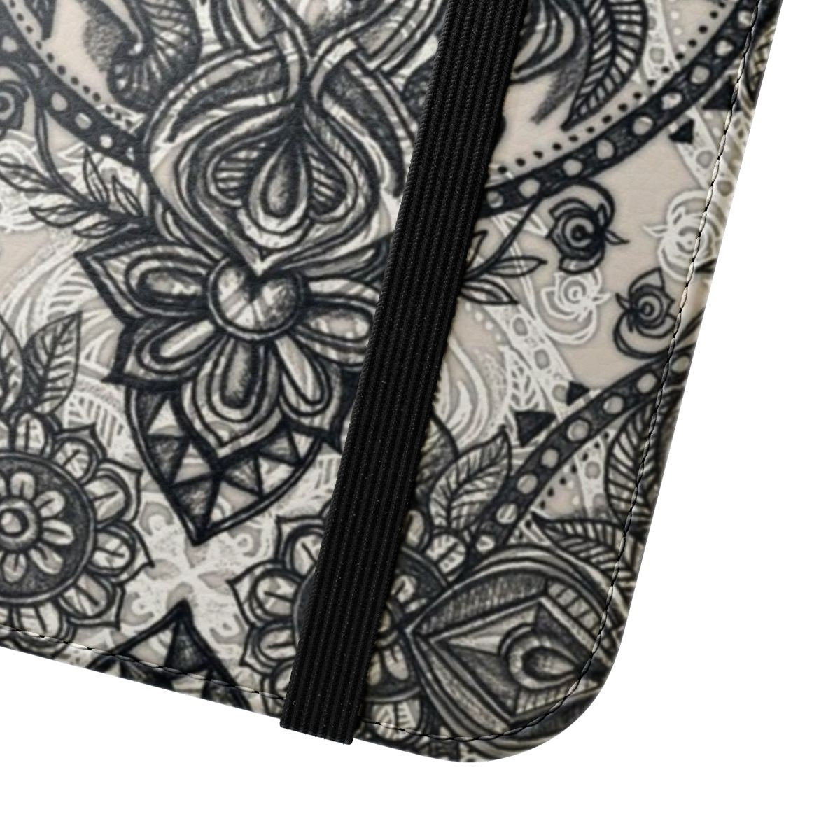 Charcoal Lace Pencil Doodle Boho Pattern Phone Case - Close Up