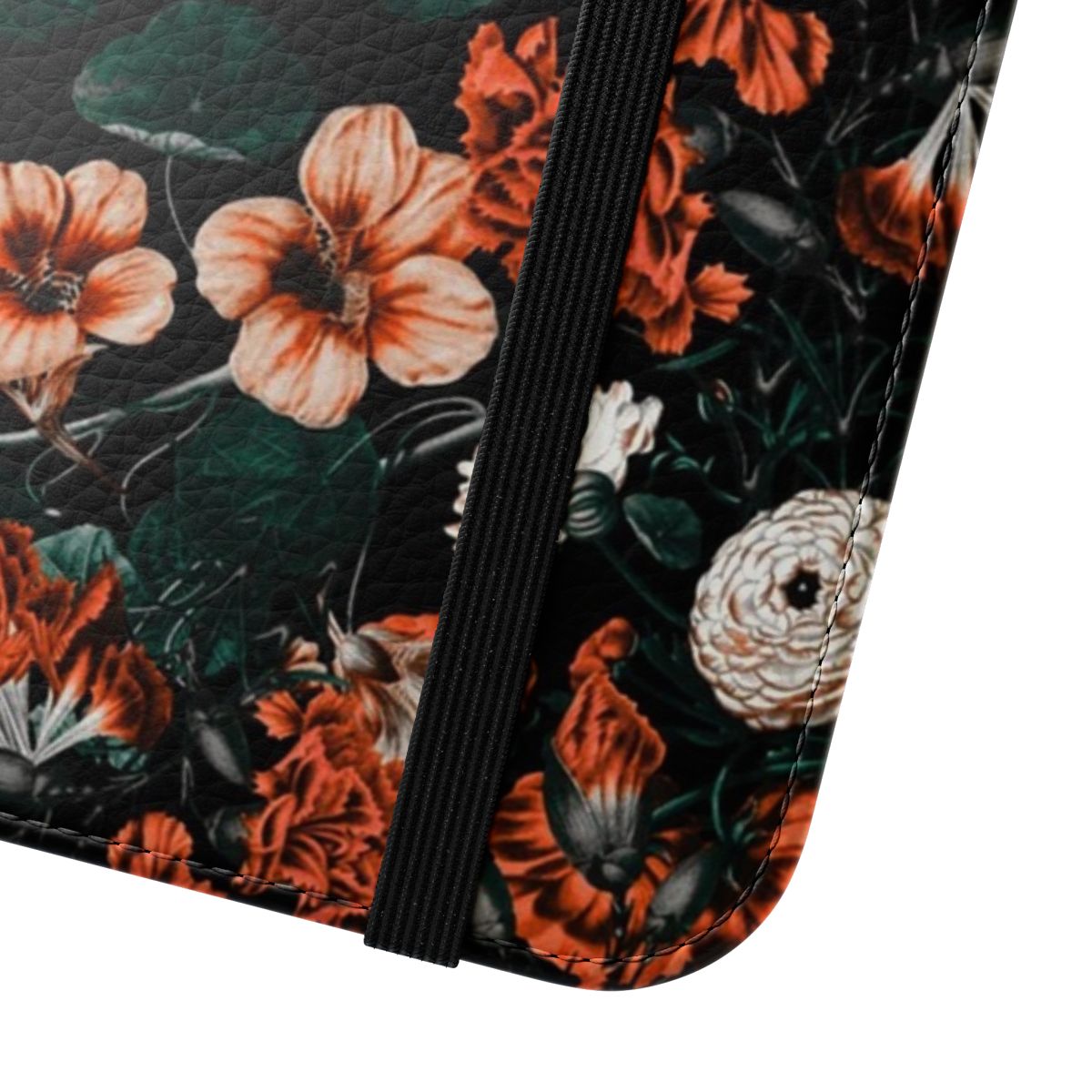 Vintage floral phone case with nature-inspired forest design - Close Up