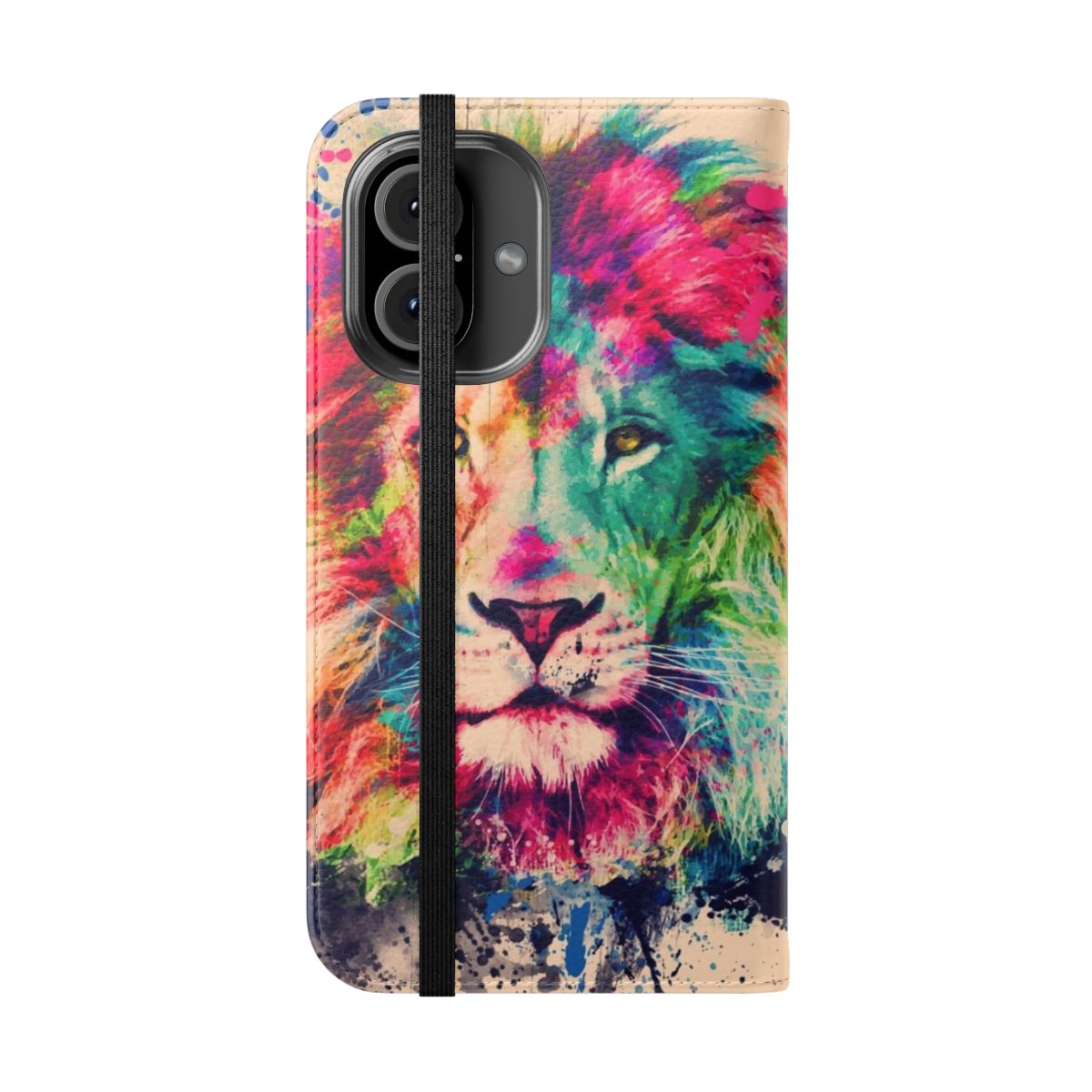 Watercolor painting of a majestic lion on a phone case cover - Folded Front